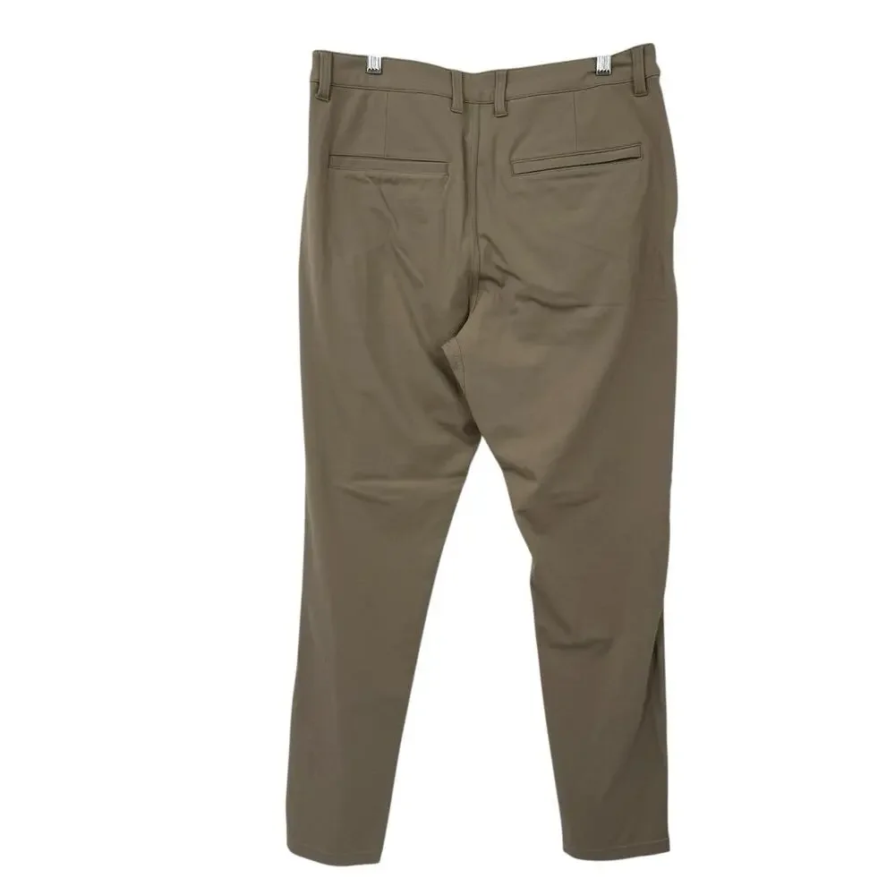 INTO THE AM Mens Pants 36X33 Tapered Slim Fit All day Stretch Taupe Lightweight